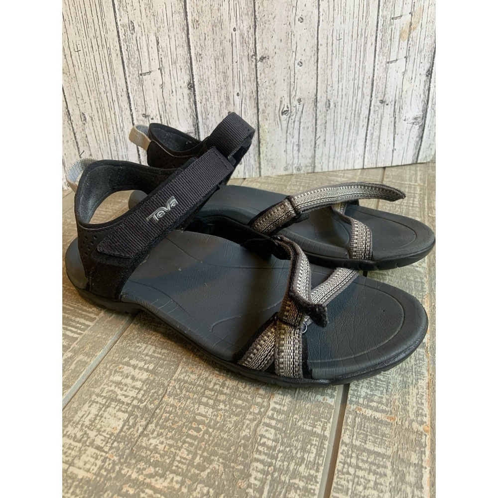 Teva Original Universal‎ Strappy Sandals Women's Sz 6 Adjustable Black WhiteGray